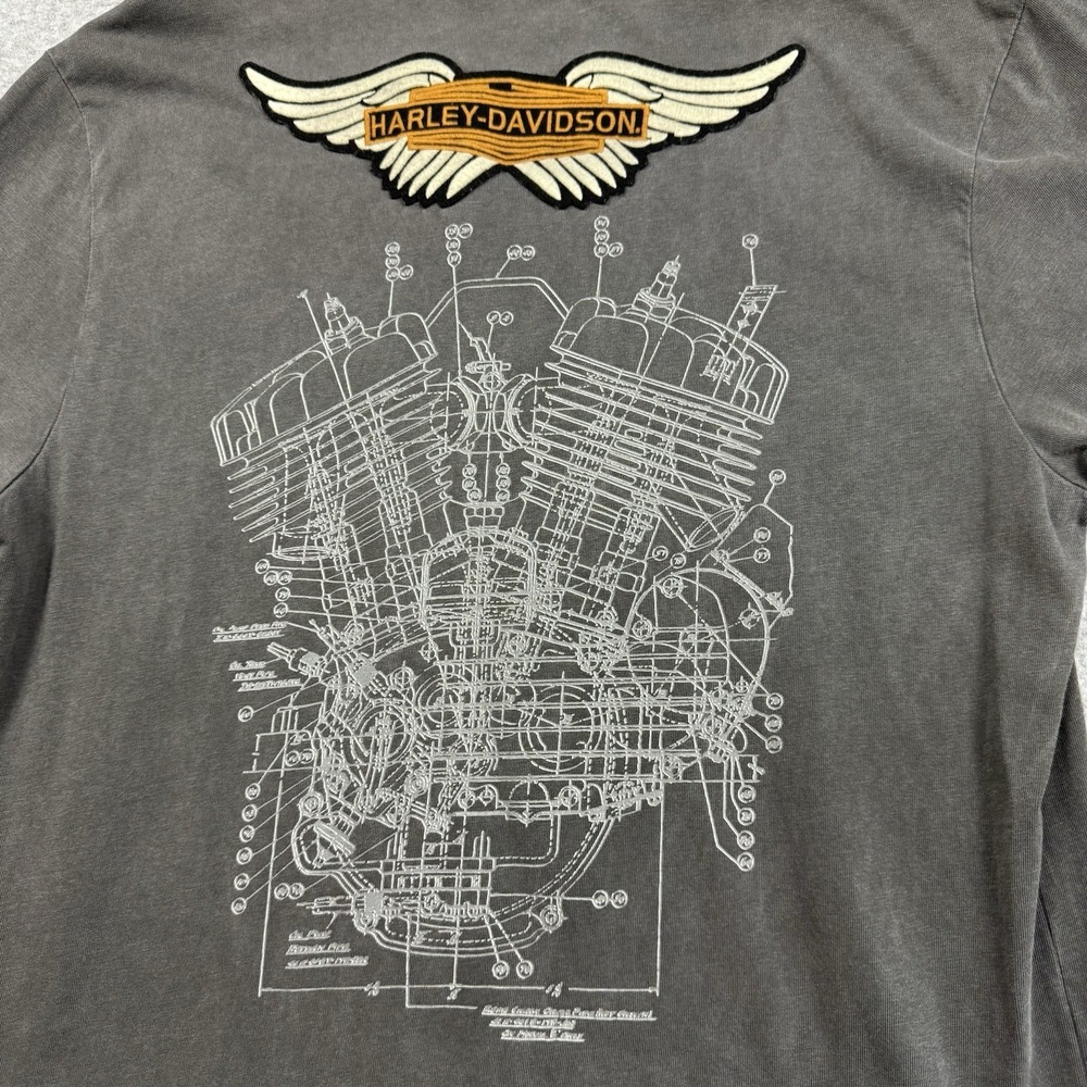 Harley-Davidson Single Stitched T-Shirt Adult Size XL Schematic Print Back Patch